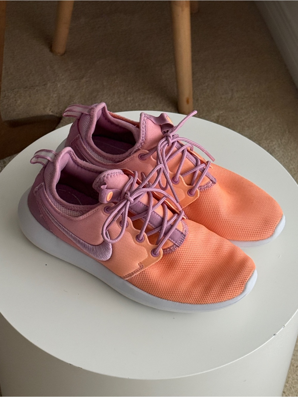 Nike Women’s Nike Roshe Two Peach Orange & Light Pink Athletic Sneakers